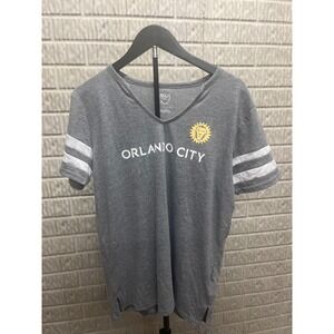 MLS Orlando City SC Womens V-Neck Graphic T-Shirt Gray Medium Soccer Fan Gear